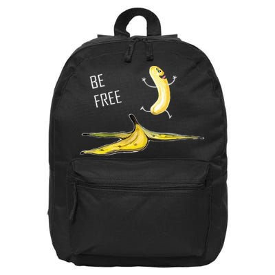 Be Free Banana Funny Banana Man Running Banana Stripping 16 in Basic Backpack