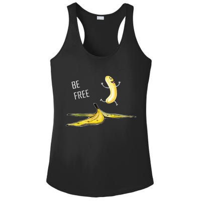 Be Free Banana Funny Banana Man Running Banana Stripping Ladies PosiCharge Competitor Racerback Tank
