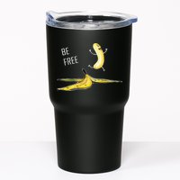 Be Free Banana Funny Banana Man Running Banana Stripping Tumbler
