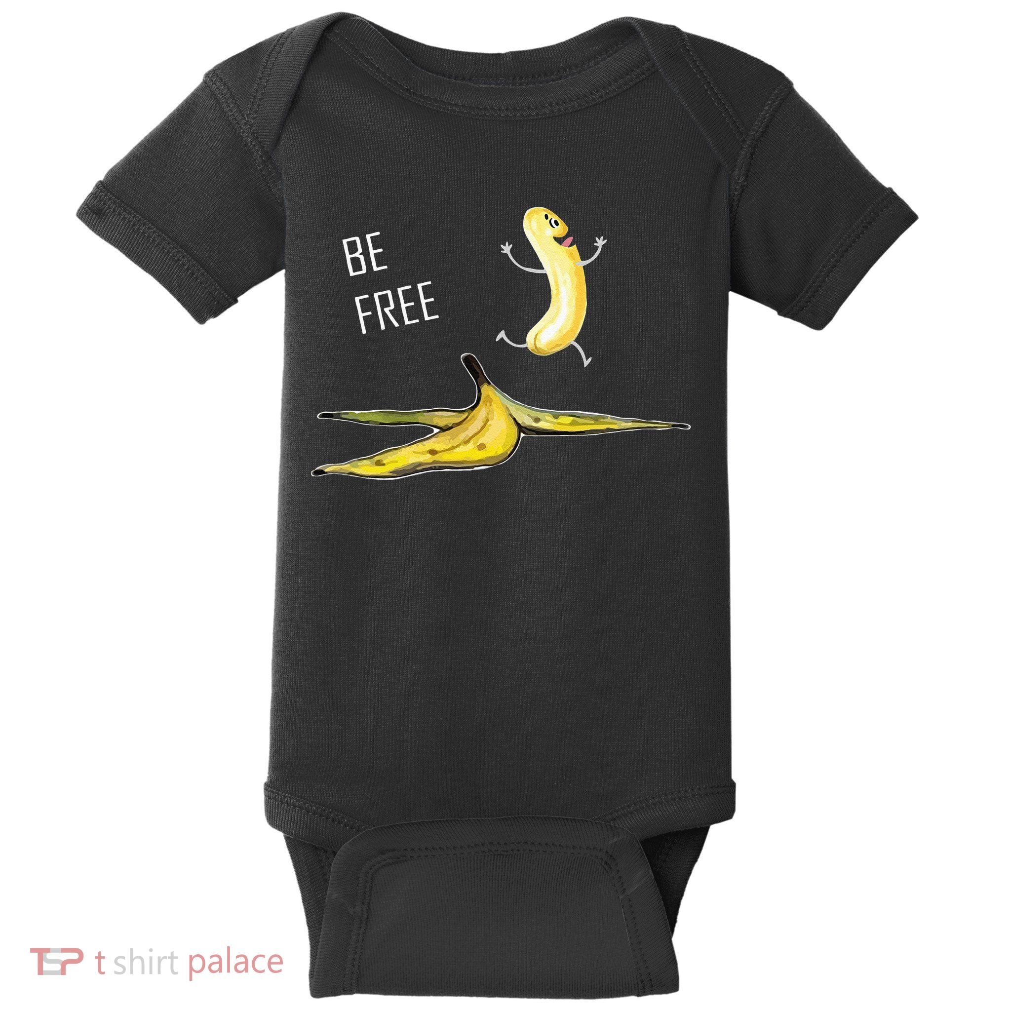 Be Free Banana Funny Banana Man Running Banana Stripping Baby Bodysuit