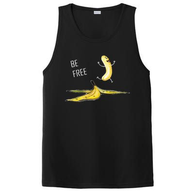 Be Free Banana Funny Banana Man Running Banana Stripping PosiCharge Competitor Tank