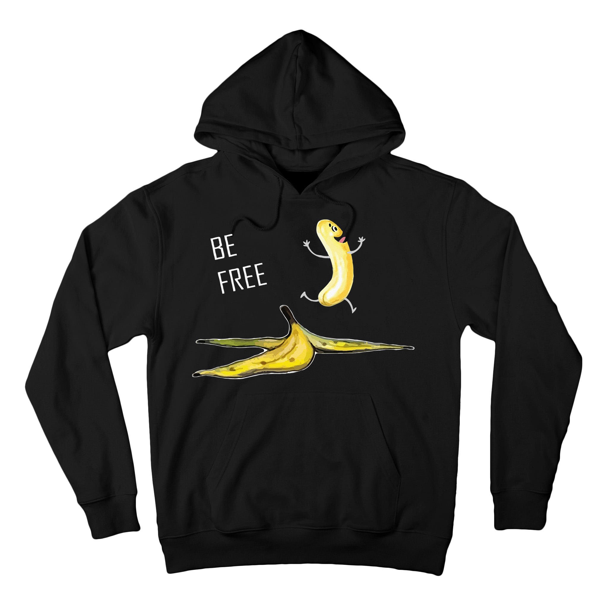 Be Free Banana Funny Banana Man Running Banana Stripping Tall Hoodie