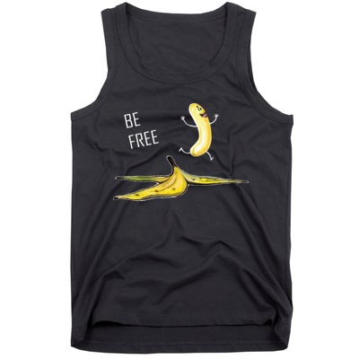 Be Free Banana Funny Banana Man Running Banana Stripping Tank Top