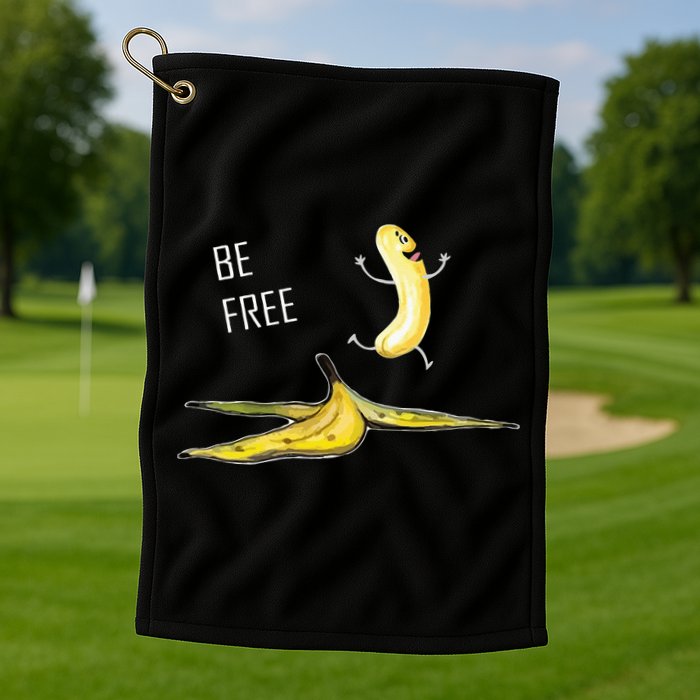 Be Free Banana Funny Banana Man Running Banana Stripping Golf Towel