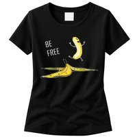 Be Free Banana Funny Banana Man Running Banana Stripping Womens T-Shirt