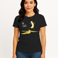 Be Free Banana Funny Banana Man Running Banana Stripping Womens T-Shirt