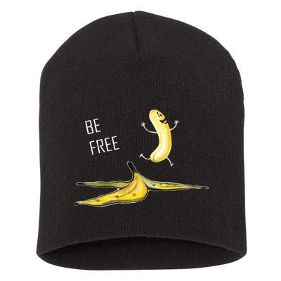 Be Free Banana Funny Banana Man Running Banana Stripping Short Acrylic Beanie