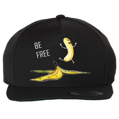 Be Free Banana Funny Banana Man Running Banana Stripping Wool Snapback Cap