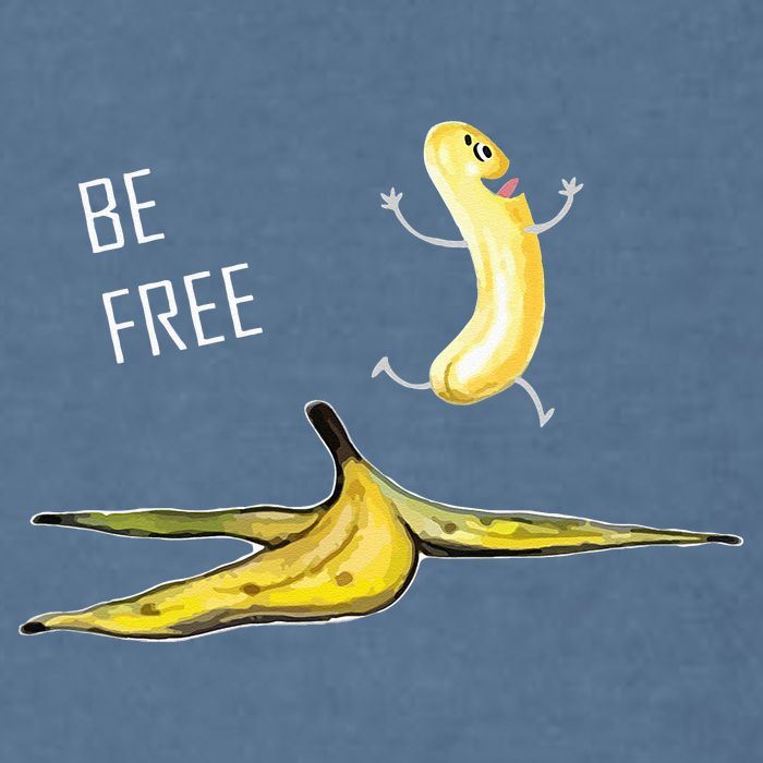 Be Free Banana Funny Banana Man Running Banana Stripping Garment-Dyed Sweatshirt