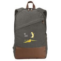 Be Free Banana Funny Banana Man Running Banana Stripping Cotton Canvas Backpack