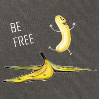 Be Free Banana Funny Banana Man Running Banana Stripping Cotton Canvas Backpack