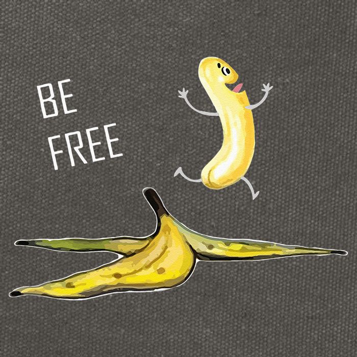 Be Free Banana Funny Banana Man Running Banana Stripping Cotton Canvas Backpack