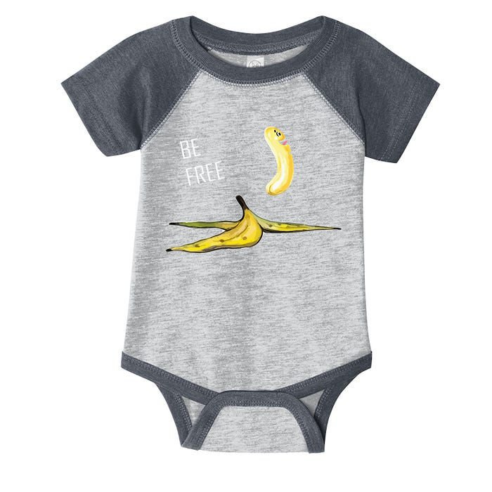 Be Free Banana Funny Banana Man Running Banana Stripping Infant Baby Jersey Bodysuit