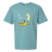 Be Free Banana Funny Banana Man Running Banana Stripping Sueded Cloud Jersey T-Shirt