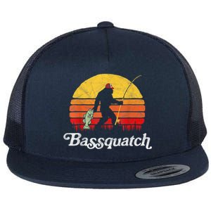 Bassquatch! Funny Bigfoot Fishing Outdoor Retro Flat Bill Trucker Hat