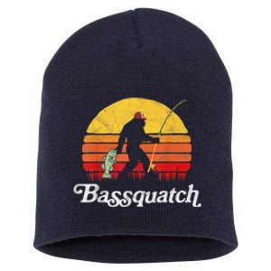 Bassquatch! Funny Bigfoot Fishing Outdoor Retro Short Acrylic Beanie