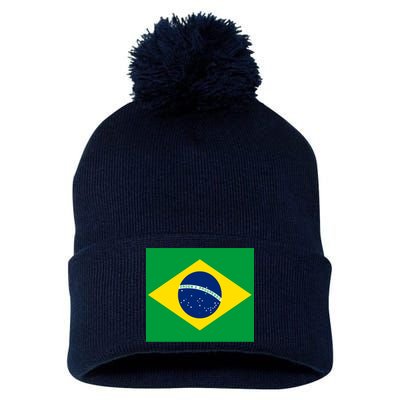 Brazilian Flag Brazil Country Pom Pom 12in Knit Beanie