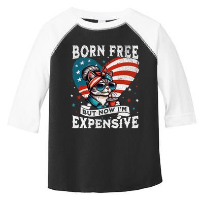 Born Free But Now IM Expensive Funny Mom Bun Cat July 4th Toddler Fine Jersey T-Shirt