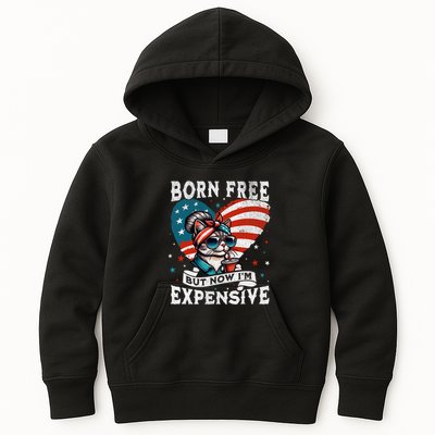 Born Free But Now IM Expensive Funny Mom Bun Cat July 4th Kids Hoodie