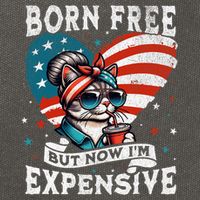 Born Free But Now IM Expensive Funny Mom Bun Cat July 4th Cotton Canvas Backpack