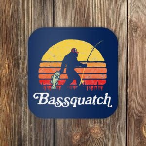 Bassquatch! Funny Bigfoot Fishing Outdoor Retro Coaster