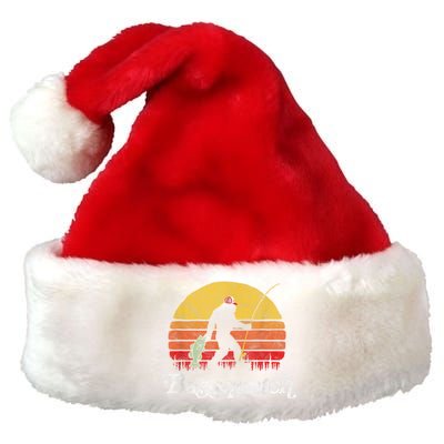 Bassquatch! Funny Bigfoot Fishing Outdoor Retro Premium Christmas Santa Hat