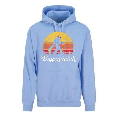 Bassquatch! Funny Bigfoot Fishing Outdoor Retro Unisex Surf Hoodie