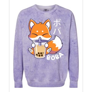 Boba Fox Bubble Tea Chibi Foxes Colorblast Crewneck Sweatshirt