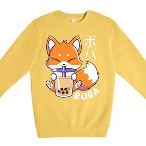 Boba Fox Bubble Tea Chibi Foxes Premium Crewneck Sweatshirt