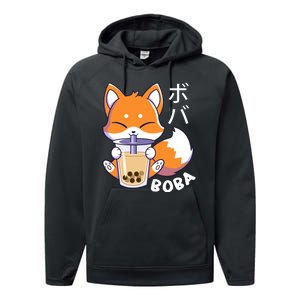 Boba Fox Bubble Tea Chibi Foxes Performance Fleece Hoodie