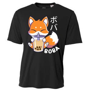 Boba Fox Bubble Tea Chibi Foxes Cooling Performance Crew T-Shirt