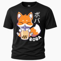 Boba Fox Bubble Tea Chibi Foxes Cooling Performance Crew T-Shirt