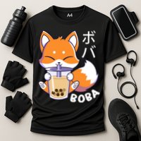 Boba Fox Bubble Tea Chibi Foxes Cooling Performance Crew T-Shirt