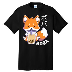 Boba Fox Bubble Tea Chibi Foxes Tall T-Shirt