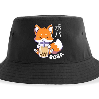 Boba Fox Bubble Tea Chibi Foxes Sustainable Bucket Hat