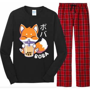 Boba Fox Bubble Tea Chibi Foxes Long Sleeve Pajama Set