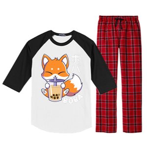 Boba Fox Bubble Tea Chibi Foxes Raglan Sleeve Pajama Set