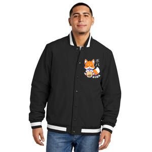 Boba Fox Bubble Tea Chibi Foxes Insulated Varsity Jacket