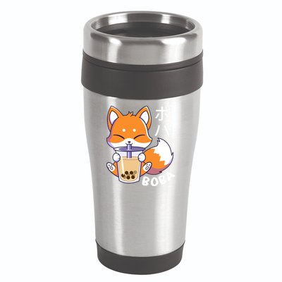 Boba Fox Bubble Tea Chibi Foxes 16oz Travel Tumbler