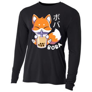 Boba Fox Bubble Tea Chibi Foxes Cooling Performance Long Sleeve Crew