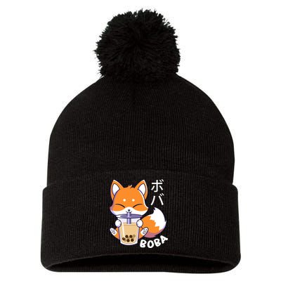 Boba Fox Bubble Tea Chibi Foxes Pom Pom 12in Knit Beanie