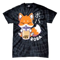 Boba Fox Bubble Tea Chibi Foxes Tie-Dye T-Shirt