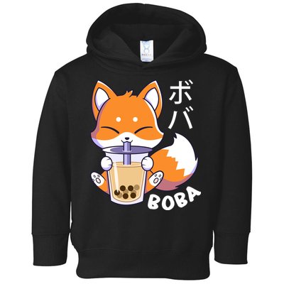 Boba Fox Bubble Tea Chibi Foxes Toddler Hoodie