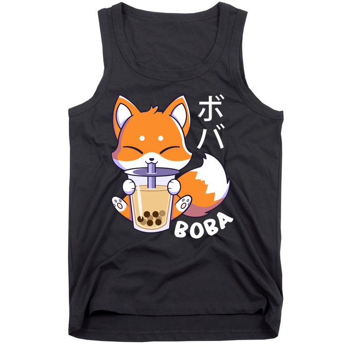 Boba Fox Bubble Tea Chibi Foxes Tank Top