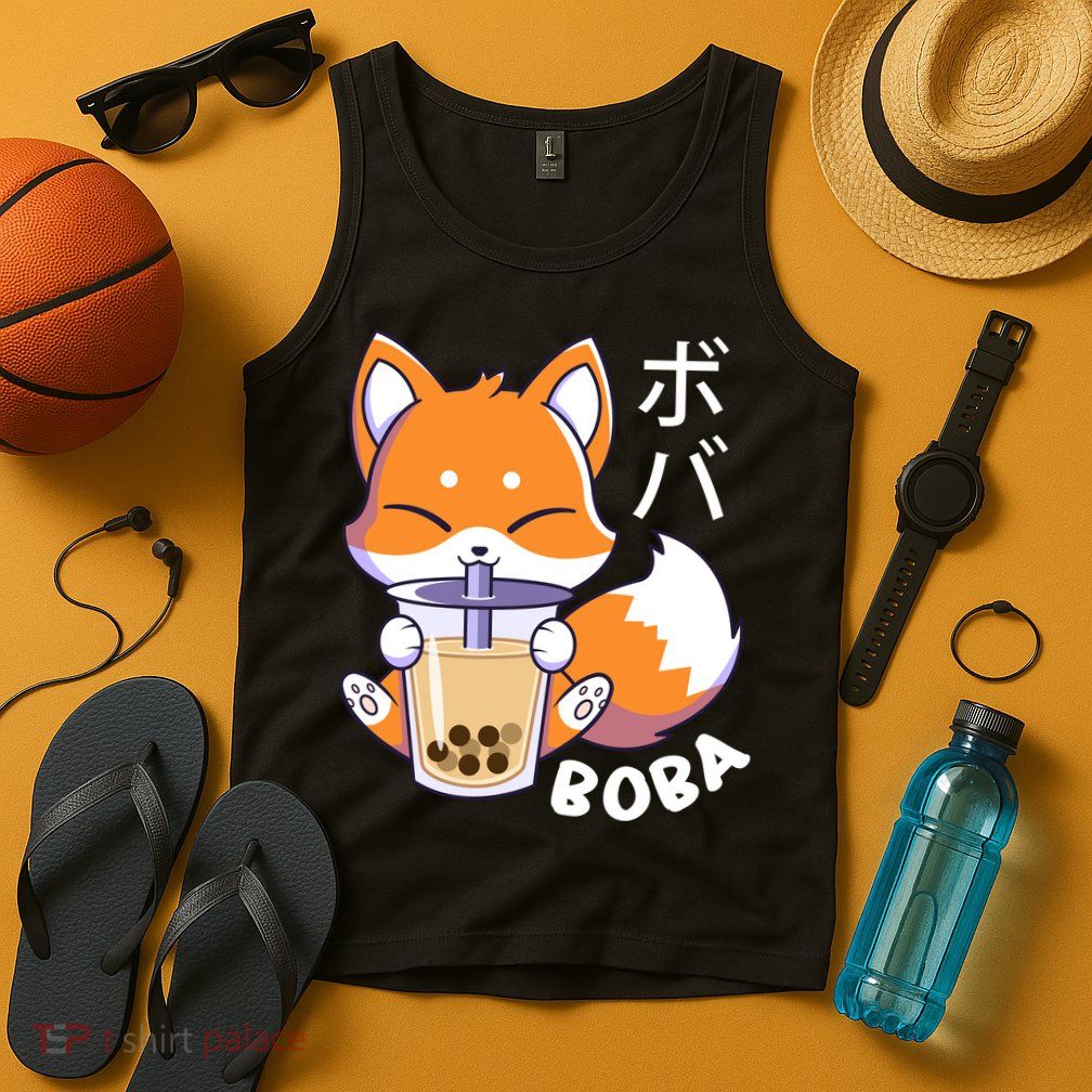 Boba Fox Bubble Tea Chibi Foxes Tank Top