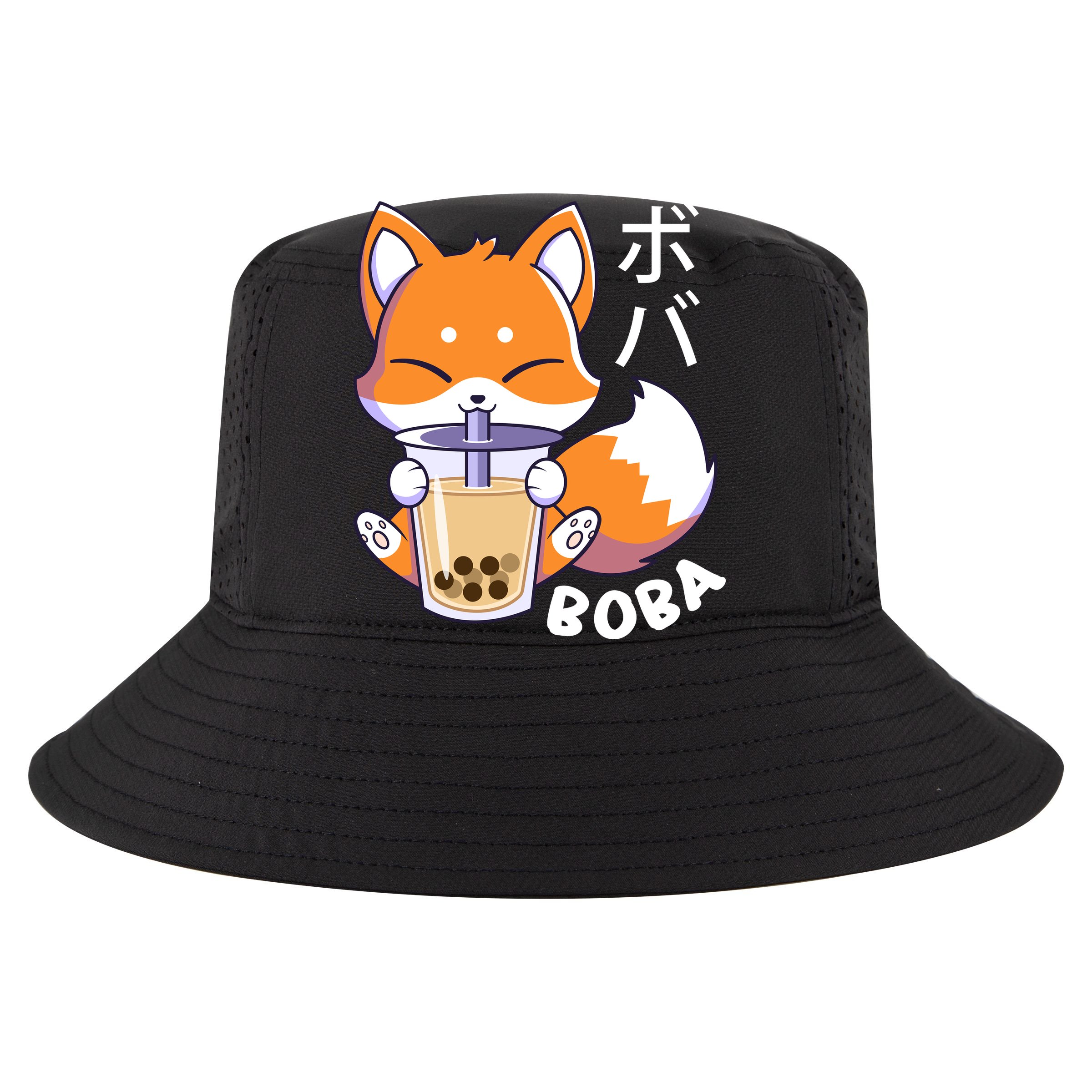 Boba Fox Bubble Tea Chibi Foxes Cropped Pullover Crew