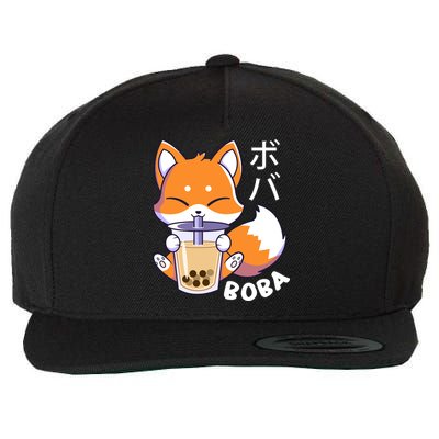 Boba Fox Bubble Tea Chibi Foxes Wool Snapback Cap