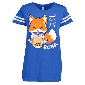 Boba Fox Bubble Tea Chibi Foxes Enza Ladies Jersey Football T-Shirt