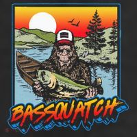 Bassquatch! Funny Bass Fishing Sasquatch Retro 80s Fisherman 11oz C Handle Ceramic Mug