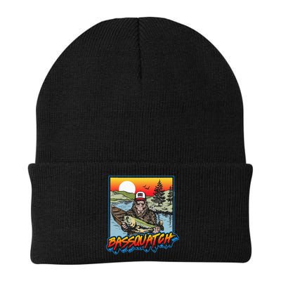 Bassquatch! Funny Bass Fishing Sasquatch Retro 80s Fisherman Beanie